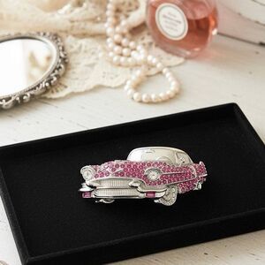 Mary Kay Vintage RARE Pink Rhinestone Pink Cadillac Large Pin Brooch